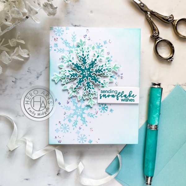 Snowflake color layering Stempel Hero Arts 1