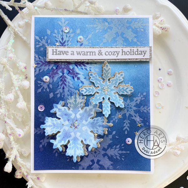 Snowflake color layering Stempel Hero Arts 4