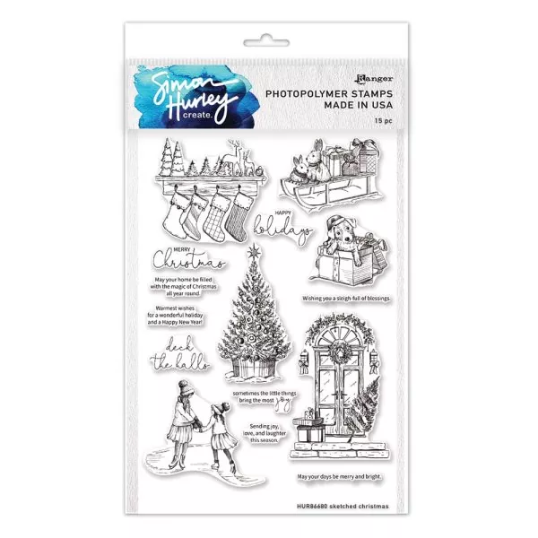 Simon Hurley Sketched Christmas Ranger Stempel