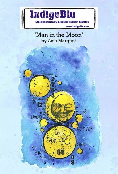 Man in the Moon IndigoBlu Red Rubber Stamp