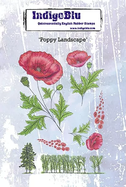 Poppy Landscape IndigoBlu Red Rubber Stamp