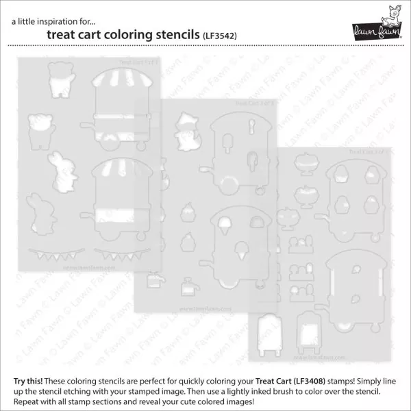 Treat Cart Coloring Stencils Schablonen Lawn Fawn 1