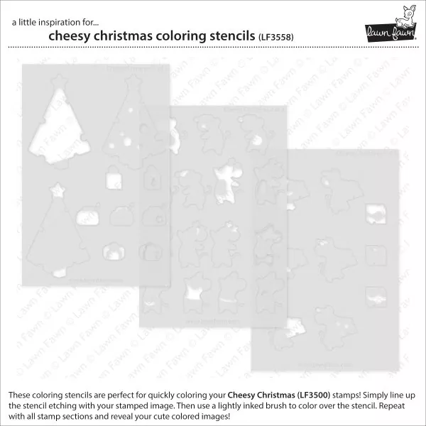 Cheesy Christmas Coloring Stencils Schablonen Lawn Fawn 1