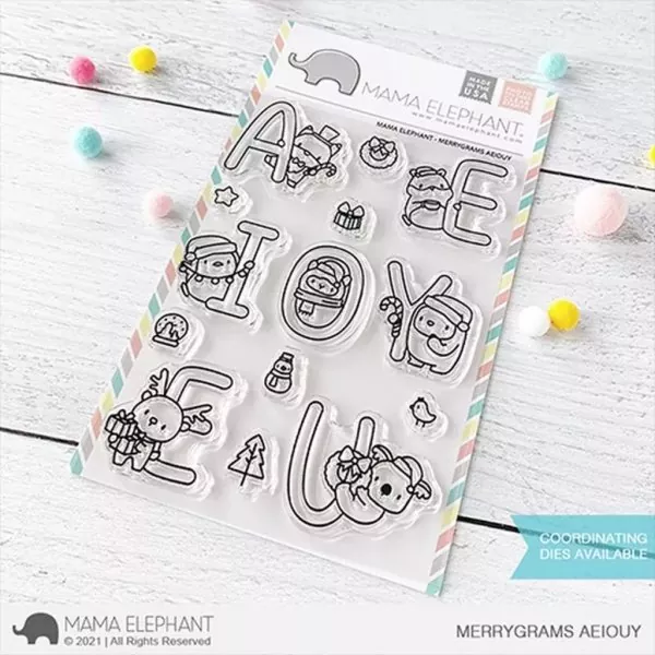 Merrygrams AEIOUY Mama Elephant Stamp & Die Bundle