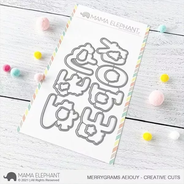 Merrygrams AEIOUY Mama Elephant Stamp & Die Bundle 1