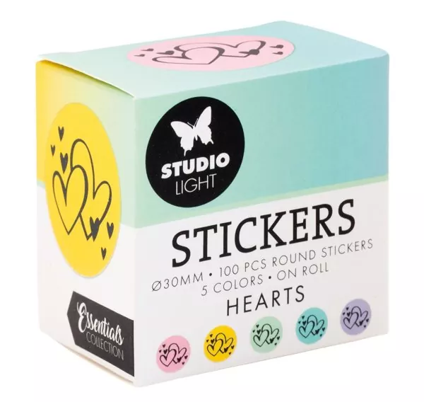 Studio Light Hearts Round Stickers on Roll