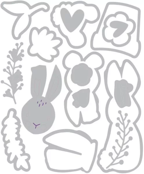 Bunny Bits & Blooms Sizzix & Catherine Pooler Thinlits Stanzen & Stempel 3