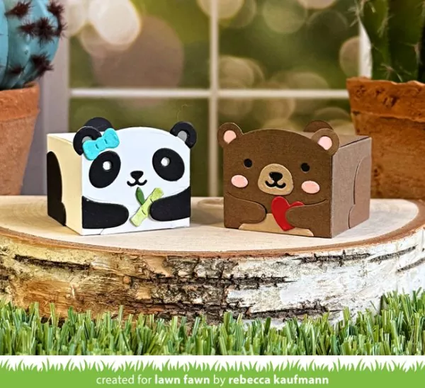 Tiny Gift Box Panda and Bear Add-On Stanzen Lawn Cuts Lawn Fawn 3