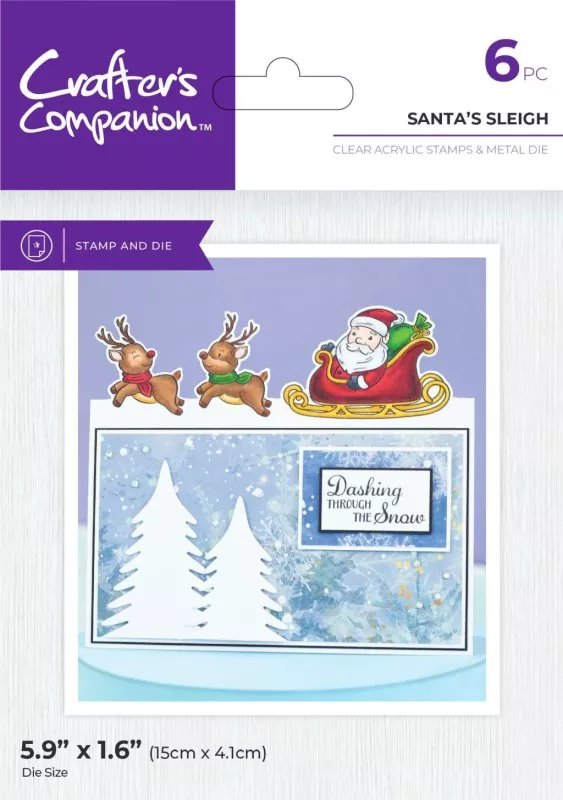 Festive Edge - Santa's Sleigh stempel und stanzen set crafters companion