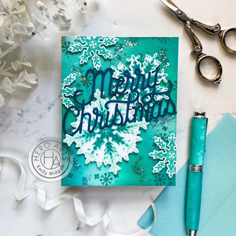 Snowflake color layering Stempel Hero Arts 2