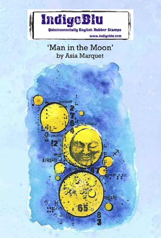 Man in the Moon IndigoBlu Red Rubber Stamp