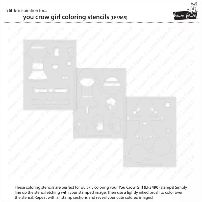 You Crow Girl Coloring Stencils Schablonen Lawn Fawn 1