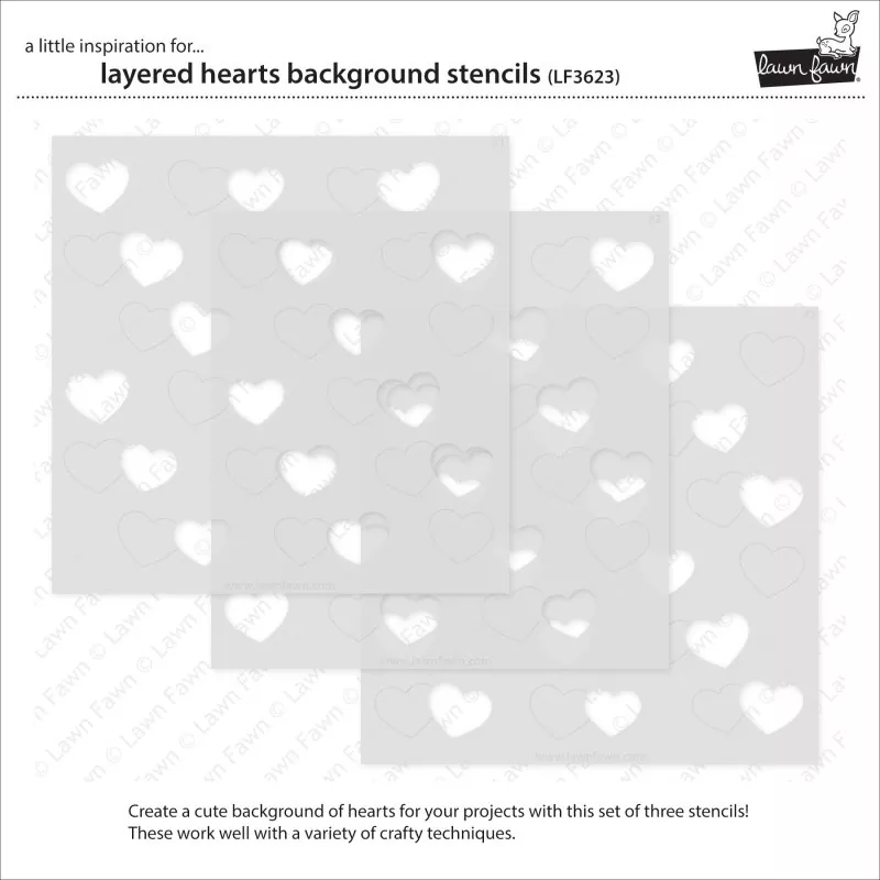 Layered Hearts Background Stencils Schablonen Lawn Fawn 1