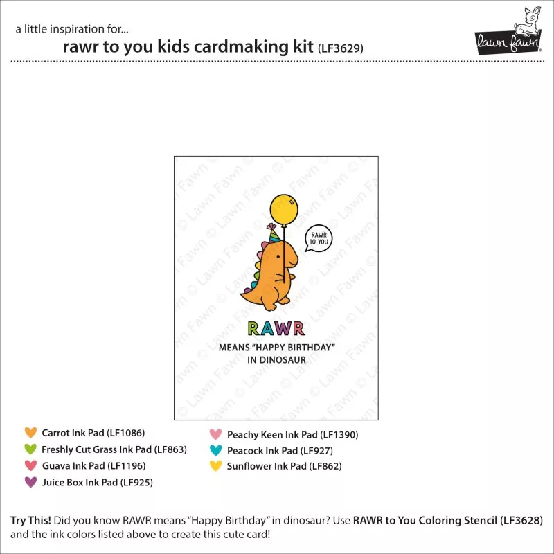 Rawr To You Kid's Cardmaking Kit Lawn Fawn 2