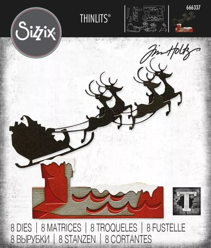 Reindeer Sleigh Tim Holtz Thinlits Colorize Dies Sizzix