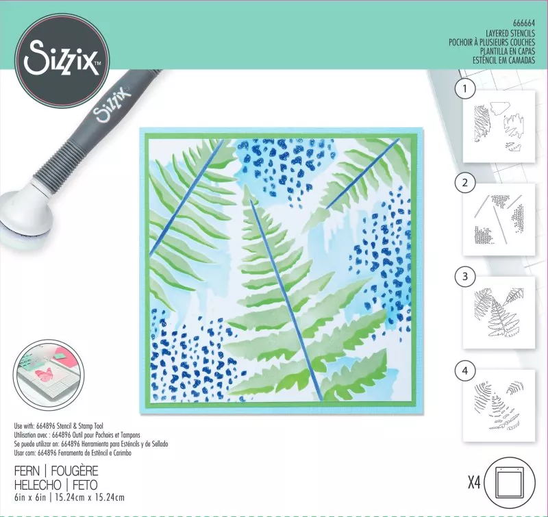 Fern Layered Stencils Schablonen Sizzix