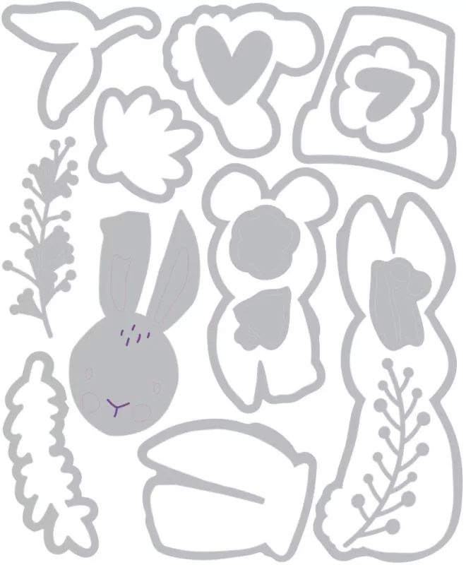 Bunny Bits & Blooms Sizzix & Catherine Pooler Thinlits Stanzen & Stempel 3