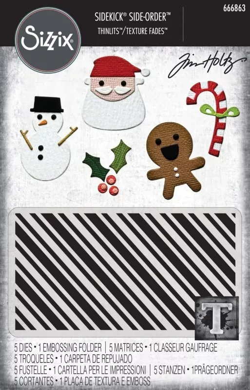 sizzix tim holtz sidekick thinlits texture fades Stanze und Embossing Folder Vault Side-Order Christmas Minis