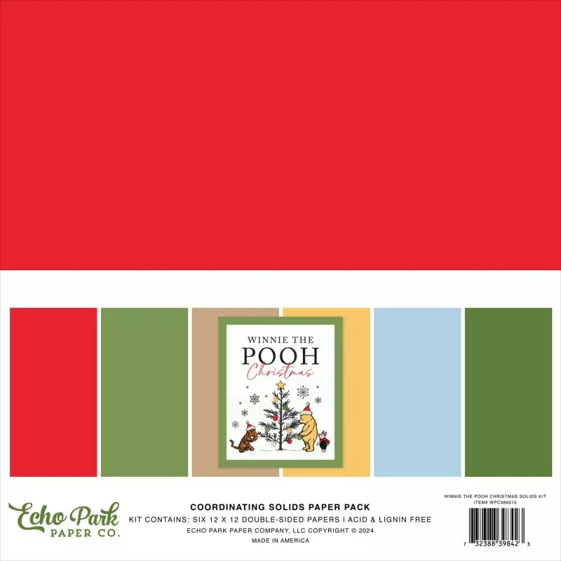 Echo Park Winnie The Pooh Christmas 12x12 inch coordinating solids