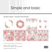 Simple and Basic Opulent Pink Flowers 12x12 inch Paper Pack